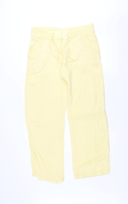Next Women’s Yellow Linen Blend Drawstring Trousers Size 10 Regular