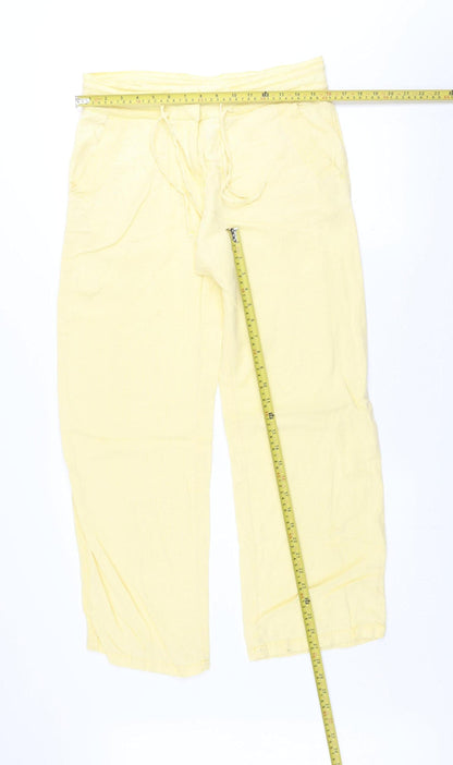 Next Women’s Yellow Linen Blend Drawstring Trousers Size 10 Regular