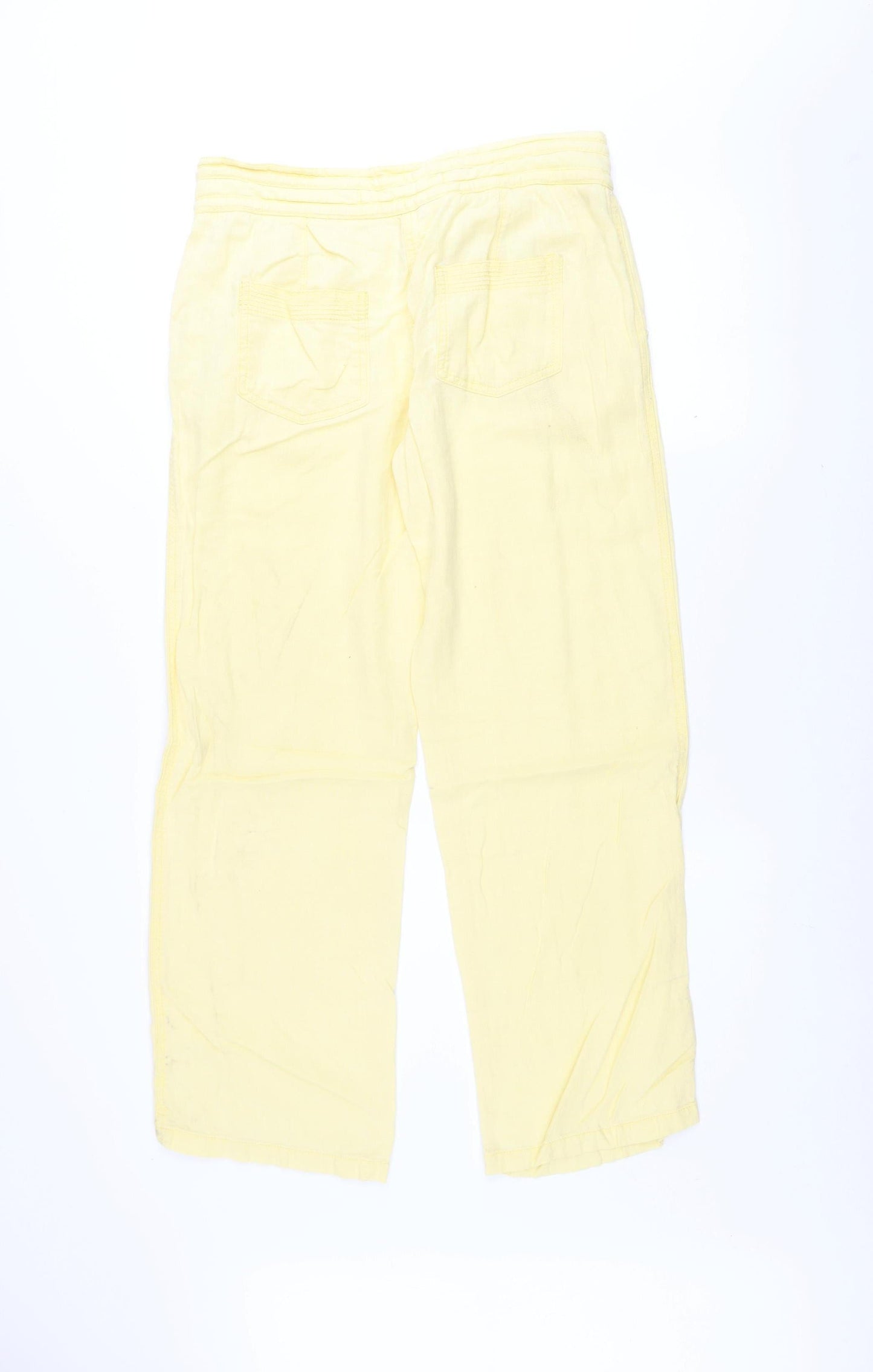 Next Women’s Yellow Linen Blend Drawstring Trousers Size 10 Regular
