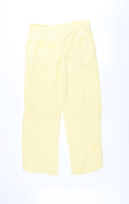 Next Women’s Yellow Linen Blend Drawstring Trousers Size 10 Regular