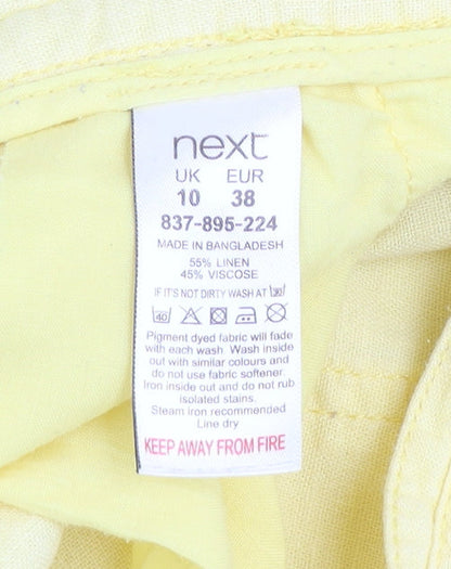 Next Women’s Yellow Linen Blend Drawstring Trousers Size 10 Regular