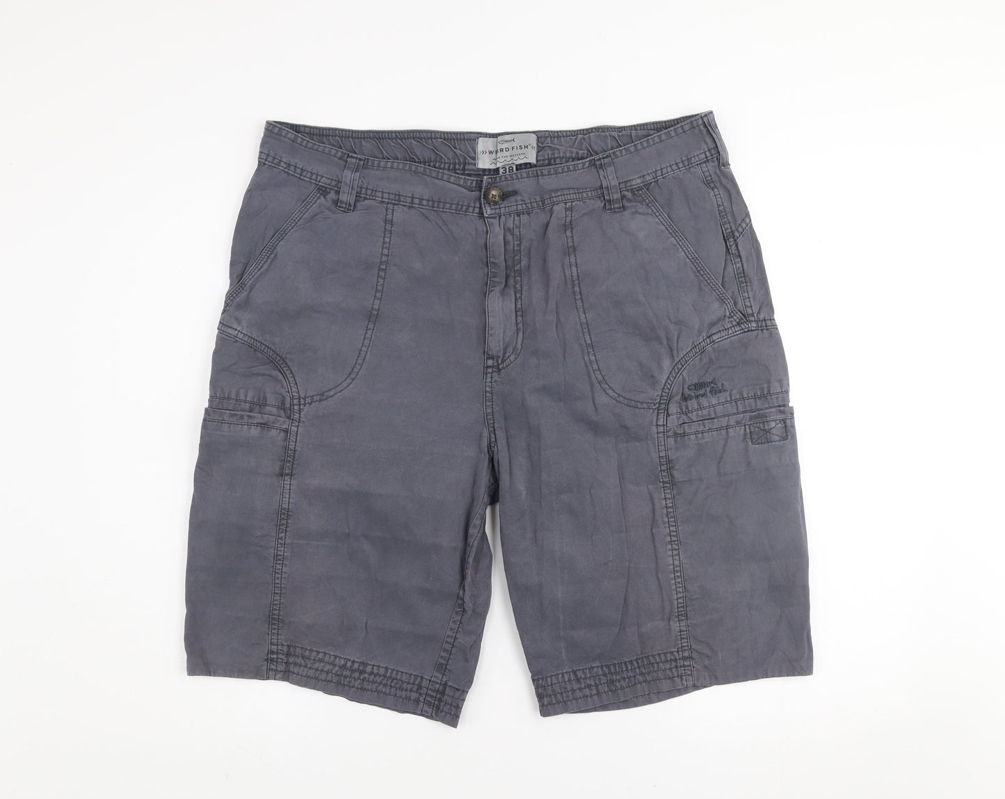 Weird Fish Men's Grey 38 Cargo Shorts Cotton Casual Wear