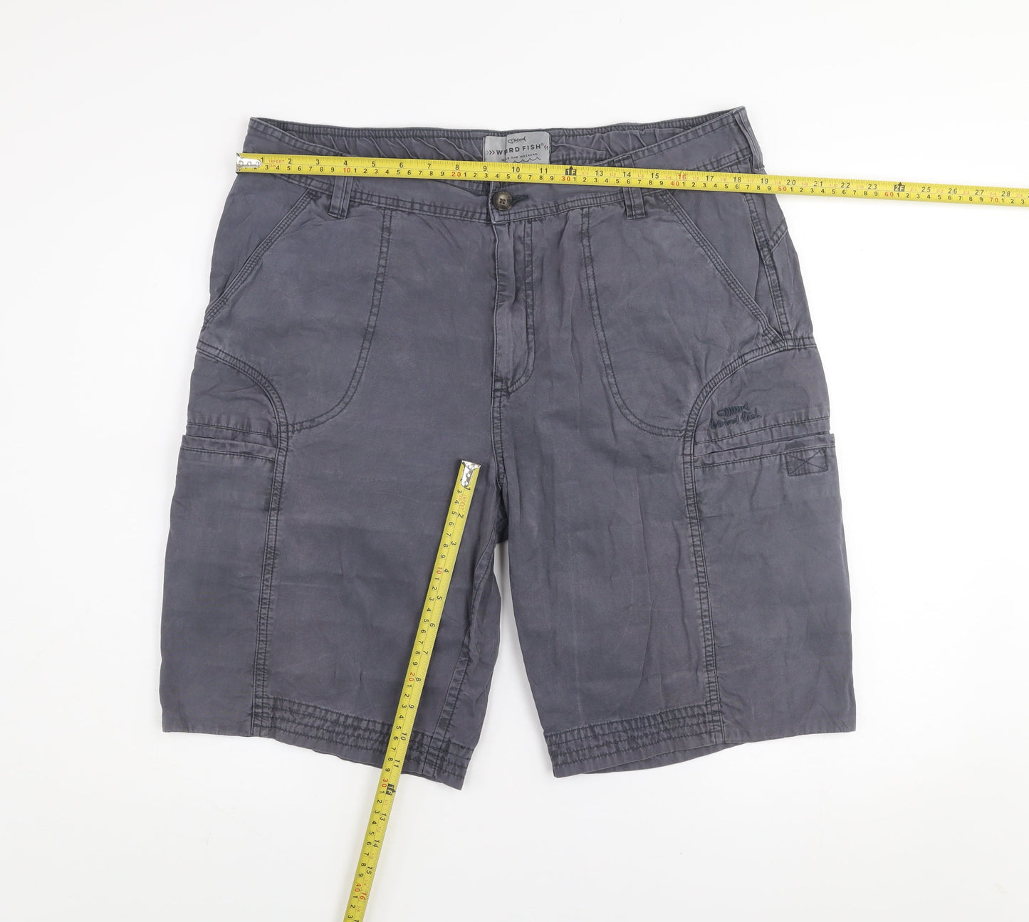 Weird Fish Men's Grey 38 Cargo Shorts Cotton Casual Wear