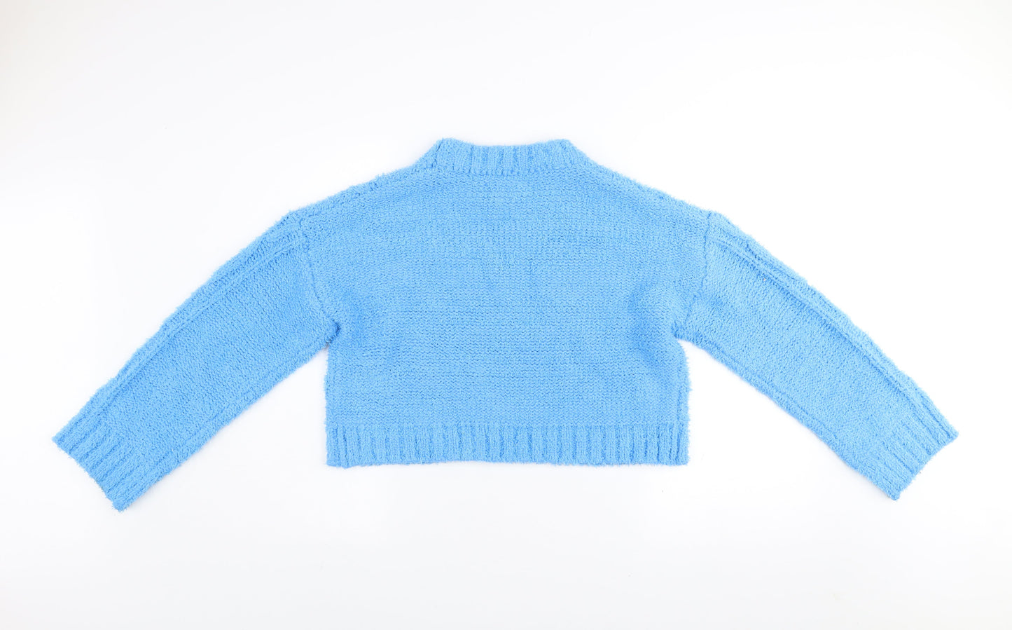 ASOS DESIGN Women Blue Cable-Knit Crew Neck Cropped Jumper Size 8