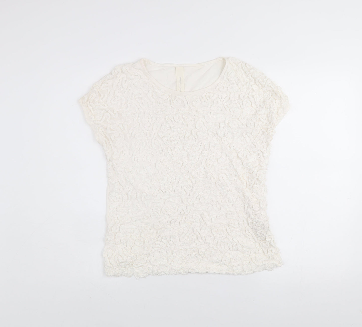 Womens UK Size L Zara Ivory Basic T-Shirt