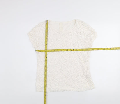 Womens UK Size L Zara Ivory Basic T-Shirt
