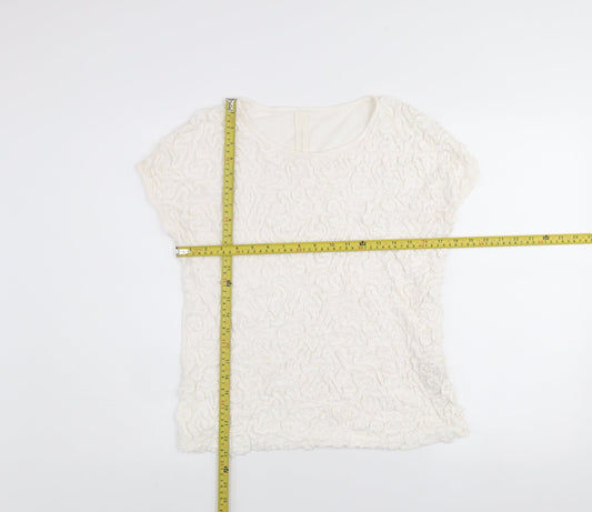 Womens UK Size L Zara Ivory Basic T-Shirt