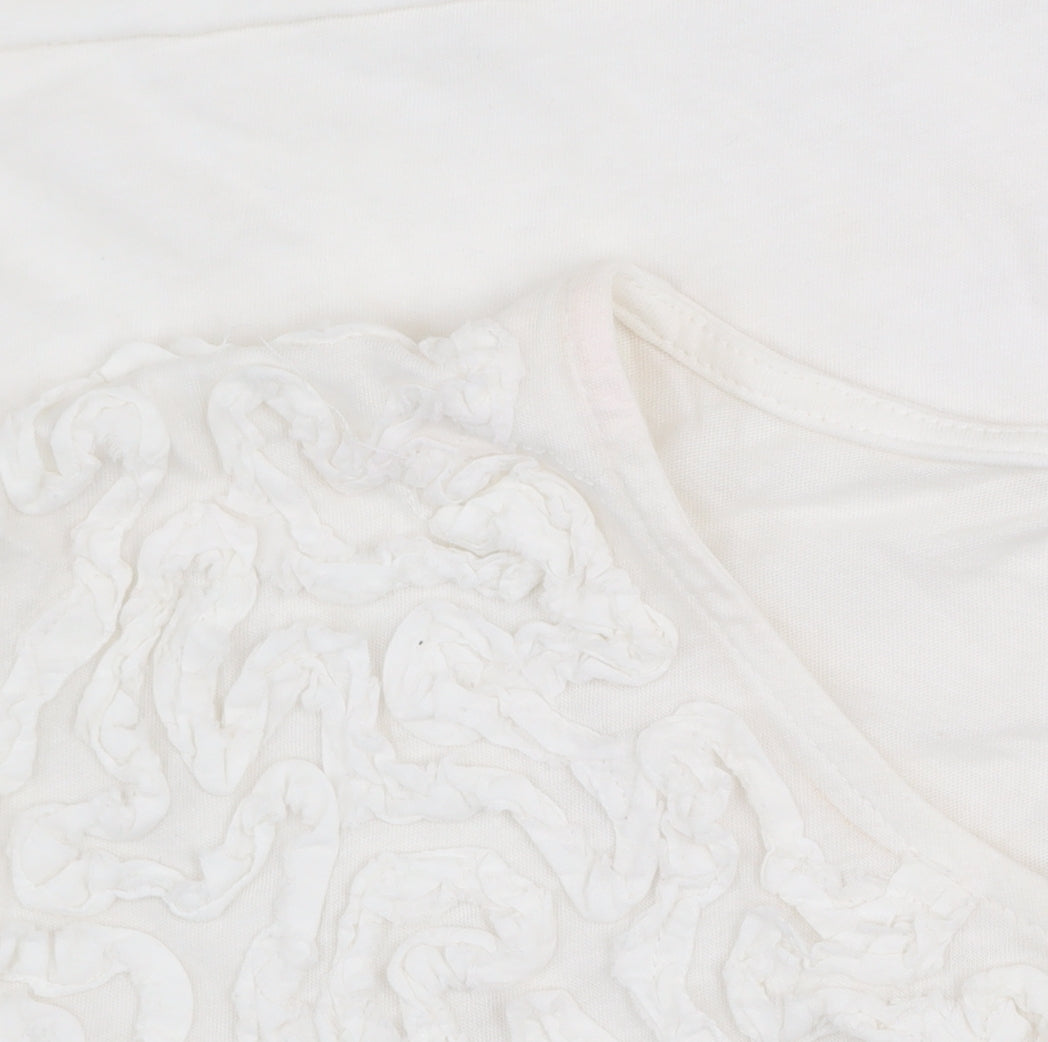 Womens UK Size L Zara Ivory Basic T-Shirt