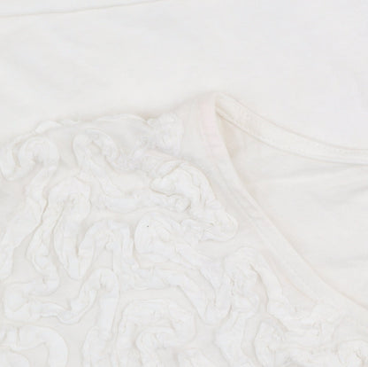 Womens UK Size L Zara Ivory Basic T-Shirt