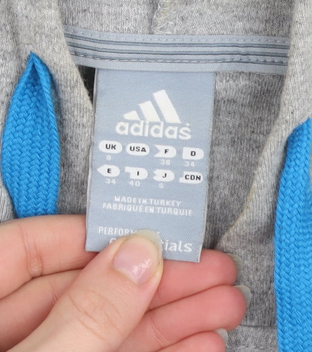 Adidas Women's Grey Track Jacket Size 8 Hooded Full Zip Sportswear