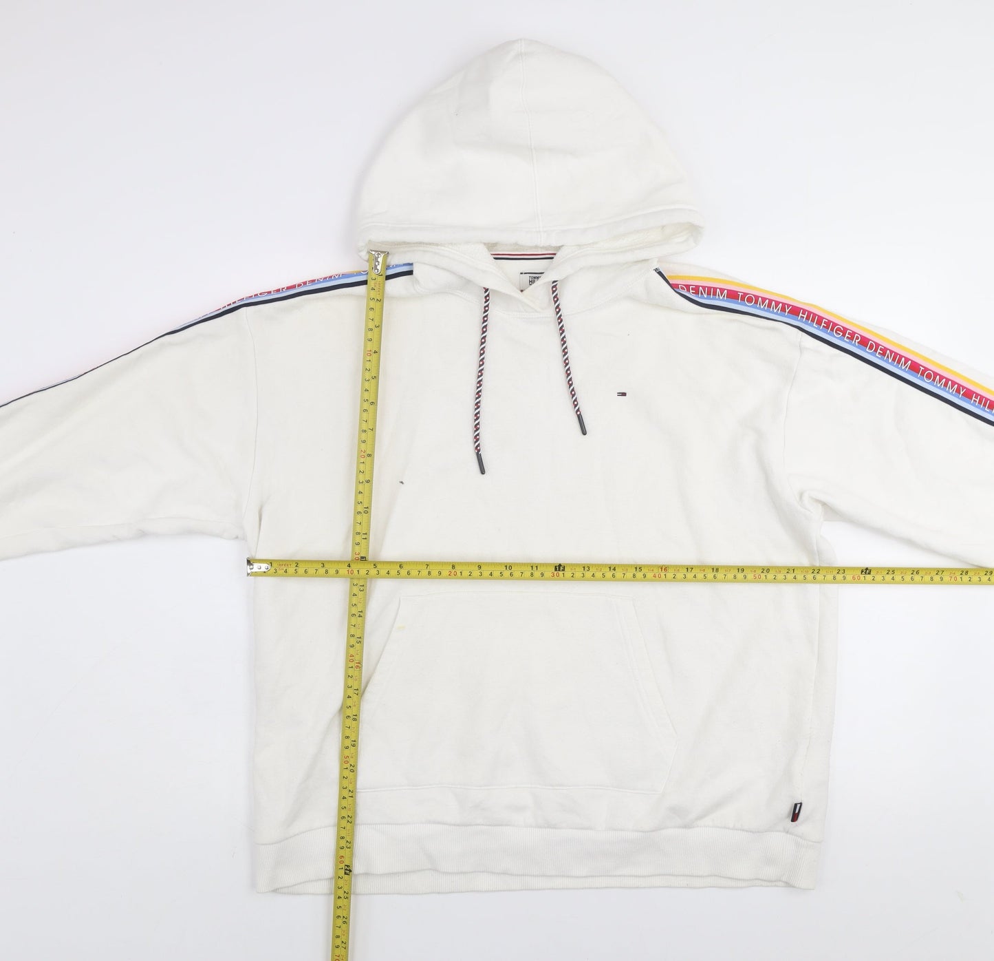 Womens UK Size L Tommy Hilfiger Denim White Pullover Hoodie