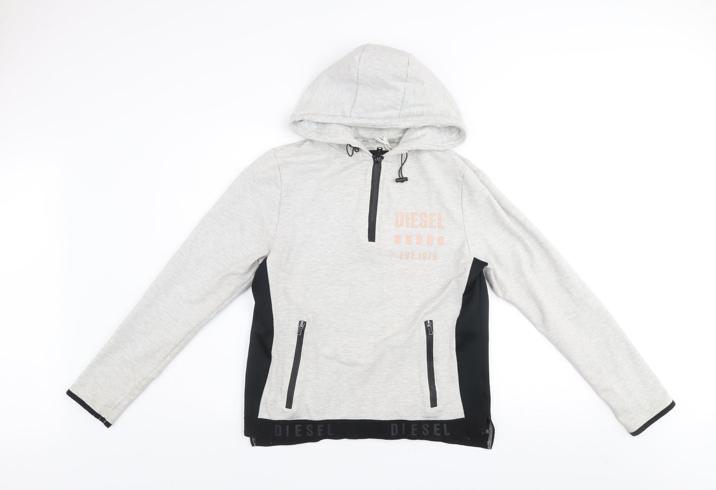 Womens UK Size L Diesel Grey Pullover Hoodie