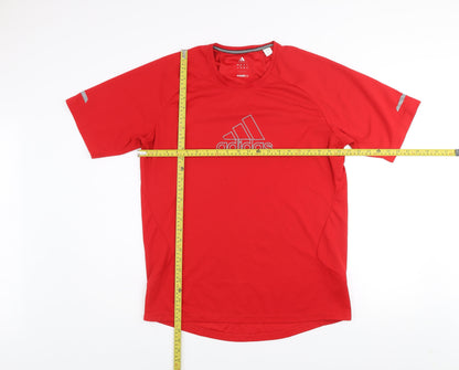 Adidas Mens Red ClimaCool Short Sleeve Running T-Shirt Size L