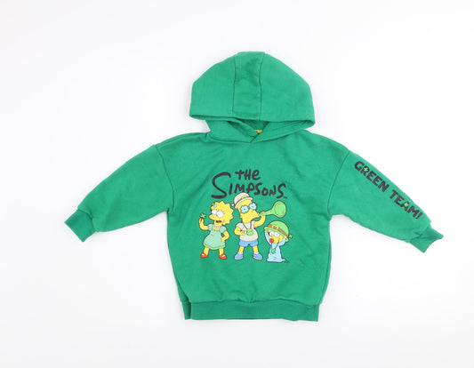 Boys UK Size 3-4 Years The Simpsons Green Pullover Hoodie