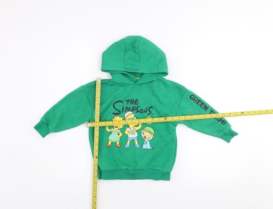 Boys UK Size 3-4 Years The Simpsons Green Pullover Hoodie
