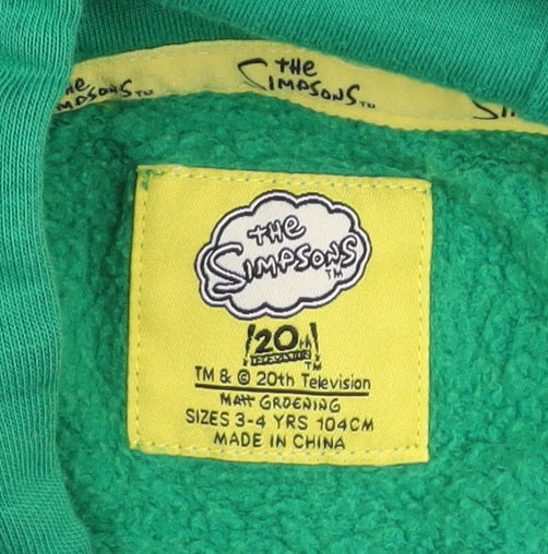 Boys UK Size 3-4 Years The Simpsons Green Pullover Hoodie