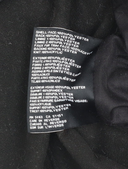 Jessica Simpson Womens Black L Parka Jacket with Fur Trim & Gold Zips