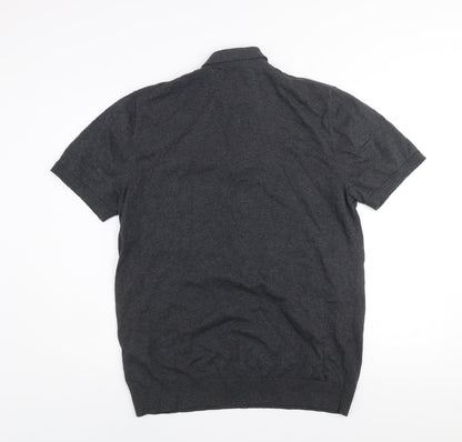 Selected Homme Men's Grey Cotton Polo Shirt XL Short Sleeve Casual Top