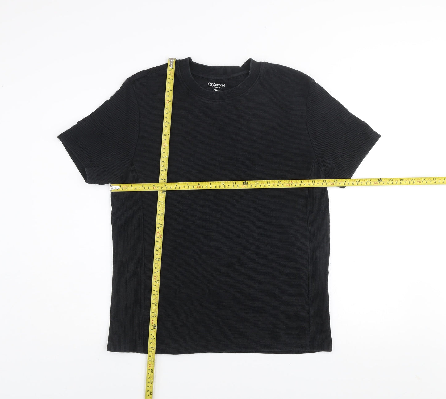 Sun & Sand Sports Men’s Black Cotton Crew Neck T-Shirt Size L