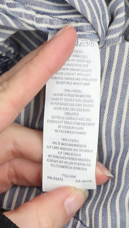 French Connection Women Blue Striped 100% Lyocell Jumpsuit UK 10