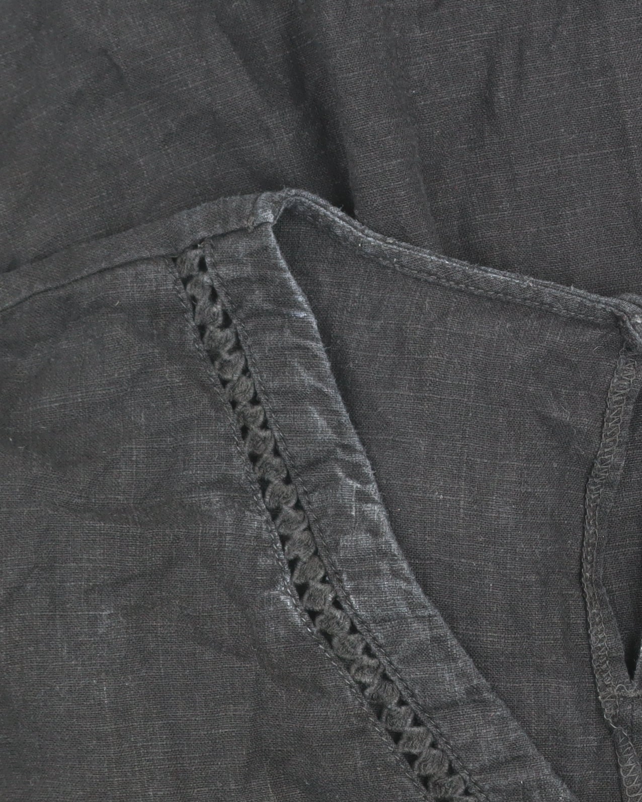 Next Petite Black Linen Shift Dress Women Size 14P Short Sleeve V-Neck