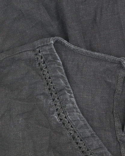 Next Petite Black Linen Shift Dress Women Size 14P Short Sleeve V-Neck