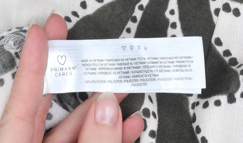 Primark Womens Beige Floral Puff Sleeve Swing Dress Size 16