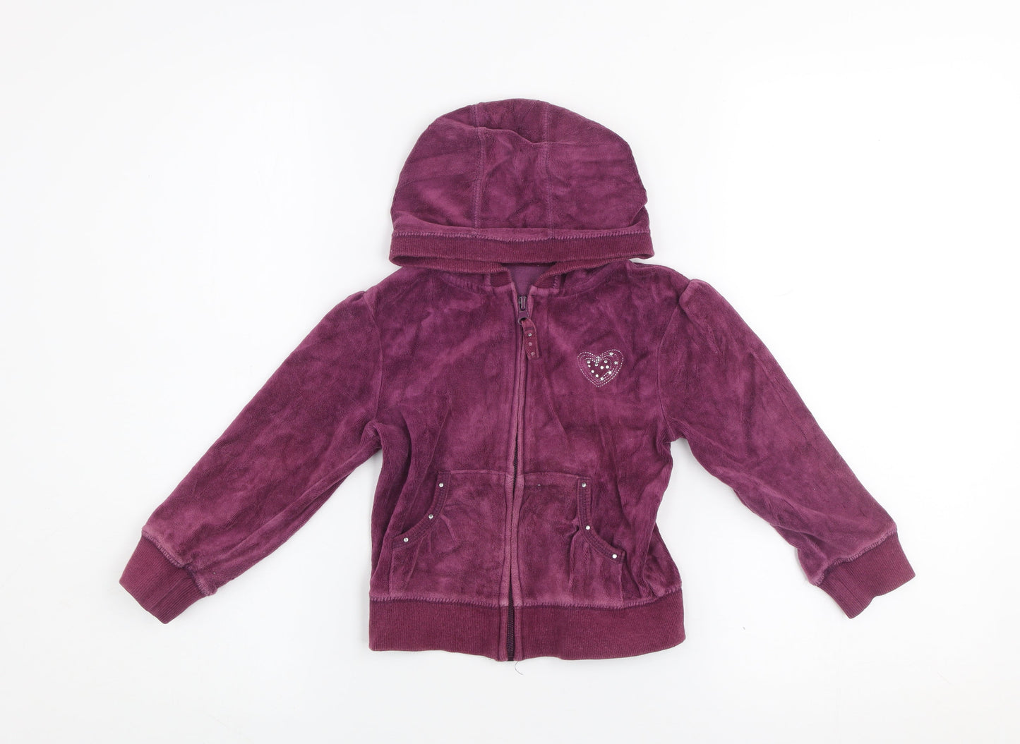 Girls UK Size 4 Years Dunnes Purple Full Zip Hoodie