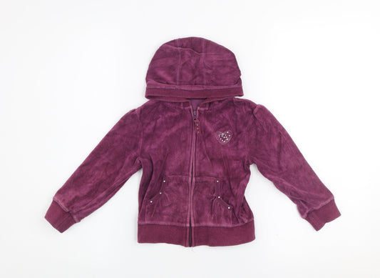 Girls UK Size 4 Years Dunnes Purple Full Zip Hoodie