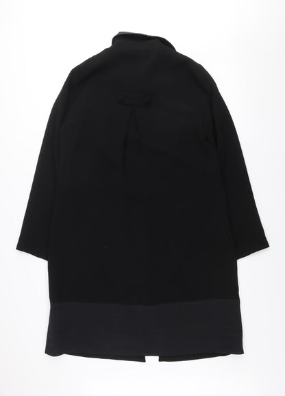 Daisy May Women’s Black Bow Detail Long Overcoat Size 14