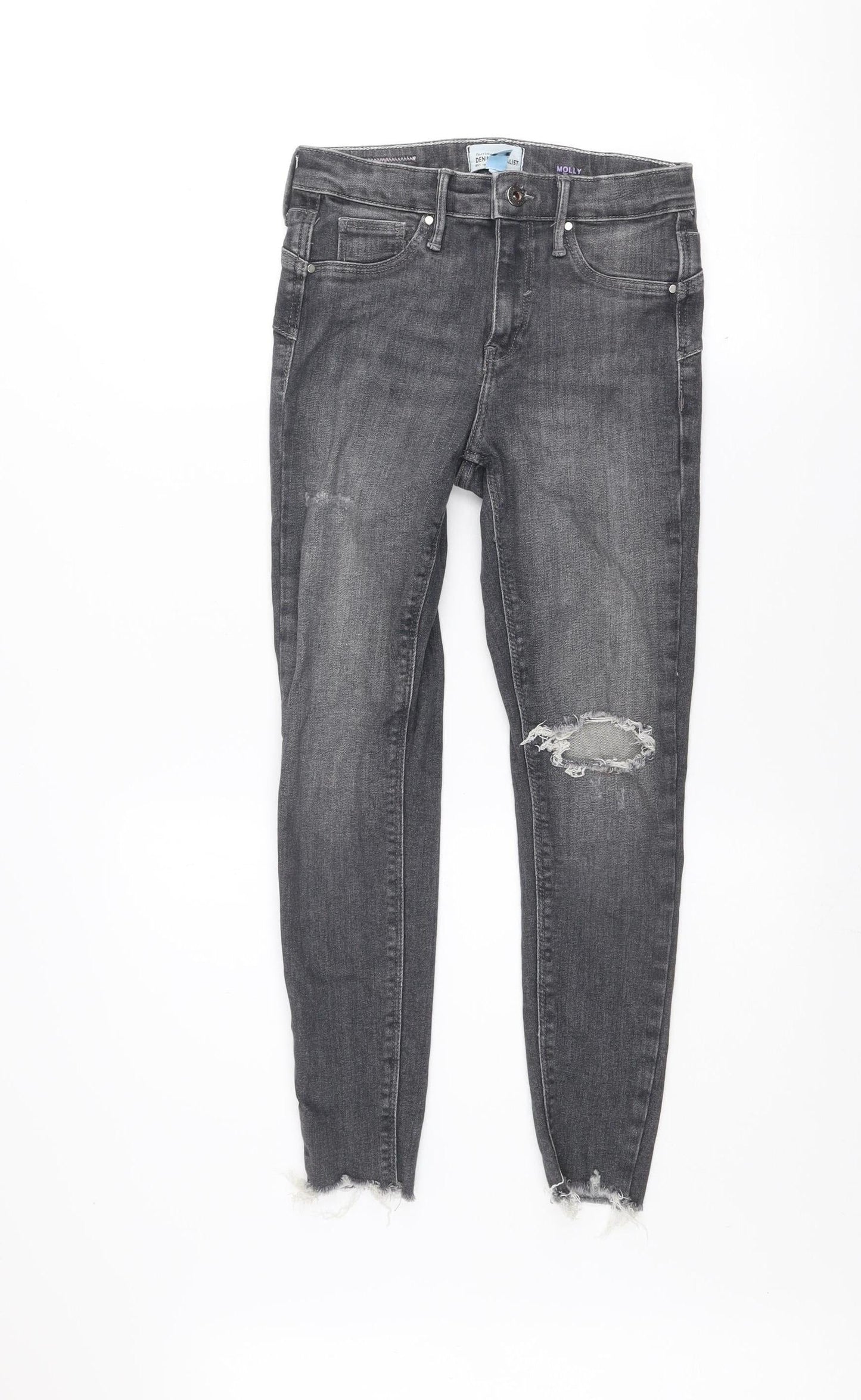 River Island Women Grey Skinny Distressed Jeans Size 8