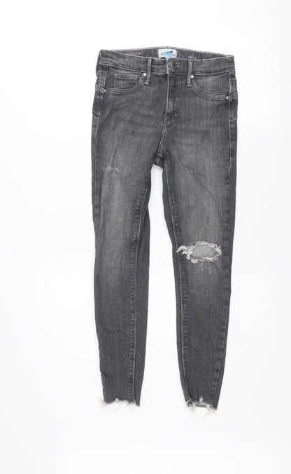 River Island Women Grey Skinny Distressed Jeans Size 8