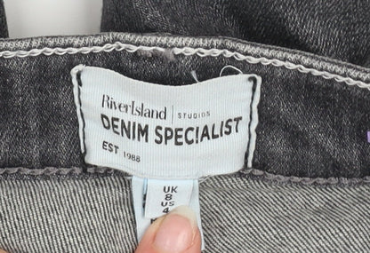 River Island Women Grey Skinny Distressed Jeans Size 8