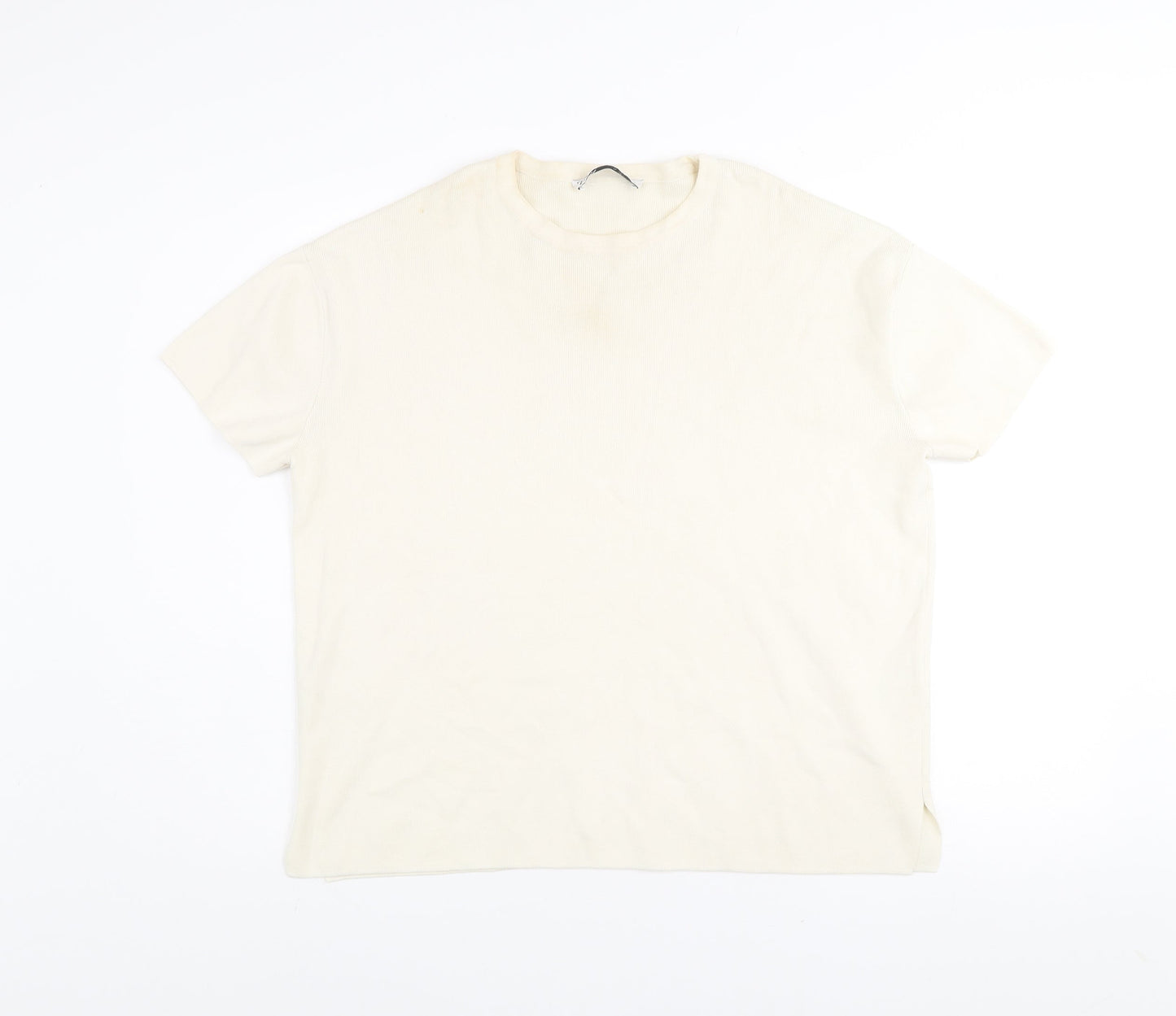 Womens UK Size S Zara Ivory Basic T-Shirt