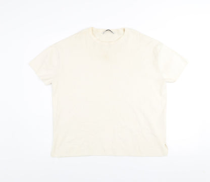 Womens UK Size S Zara Ivory Basic T-Shirt