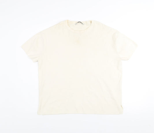 Womens UK Size S Zara Ivory Basic T-Shirt