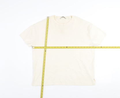 Womens UK Size S Zara Ivory Basic T-Shirt