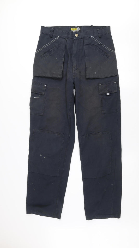 Cargo Workwear Mens Black 32R Cotton Cargo Trousers Work Pants