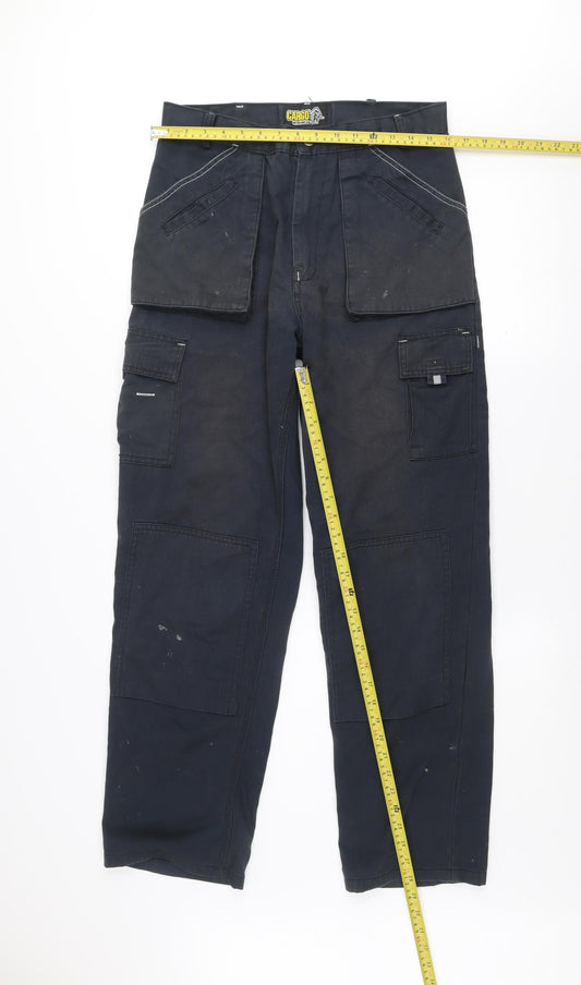 Cargo Workwear Mens Black 32R Cotton Cargo Trousers Work Pants