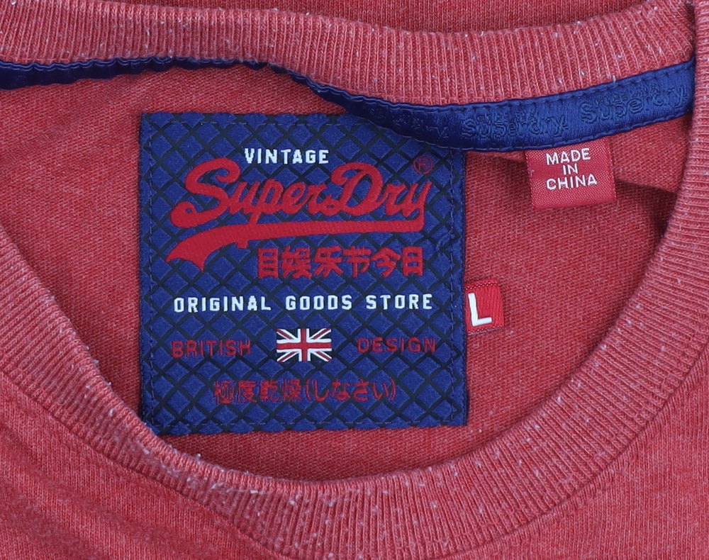 Superdry Men Red Graphic Logo Short Sleeve Crew Neck T-Shirt Size L
