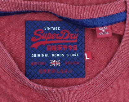 Superdry Men Red Graphic Logo Short Sleeve Crew Neck T-Shirt Size L