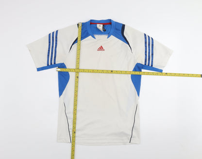 Adidas Men's White Blue Climalite Short Sleeve Sports T-Shirt Size S
