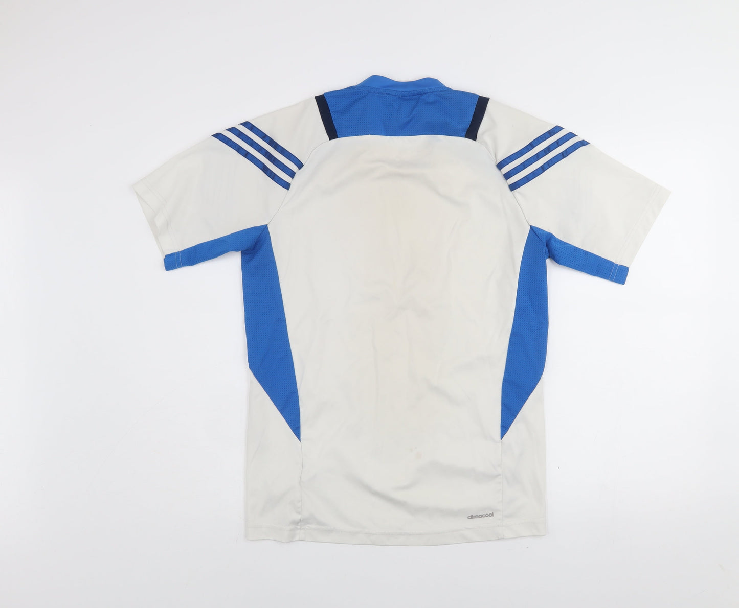 Adidas Men's White Blue Climalite Short Sleeve Sports T-Shirt Size S