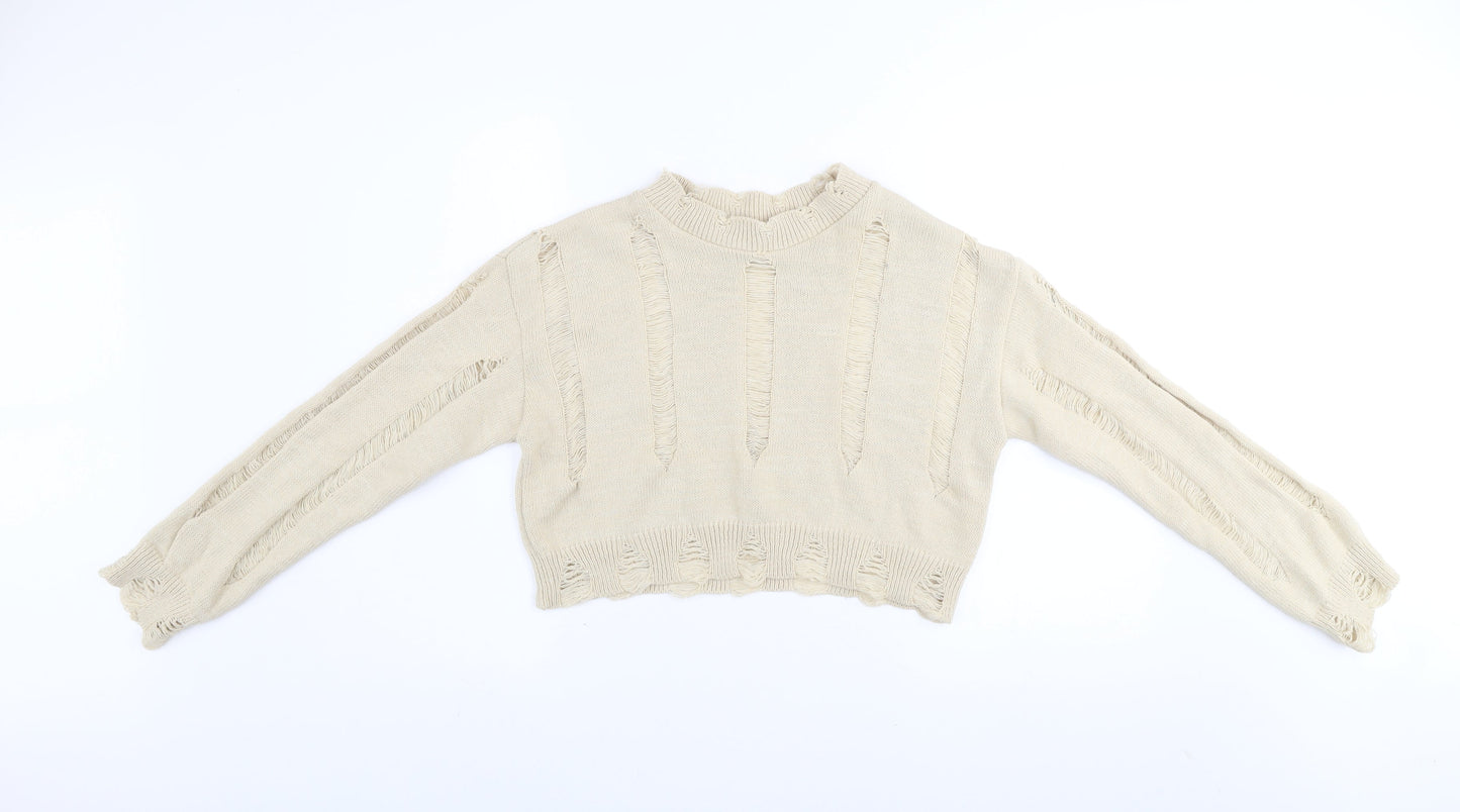 Womens UK Size M Pink Vanilla Beige Pullover Jumper