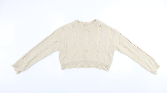 Womens UK Size M Pink Vanilla Beige Pullover Jumper