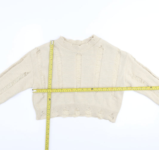 Womens UK Size M Pink Vanilla Beige Pullover Jumper