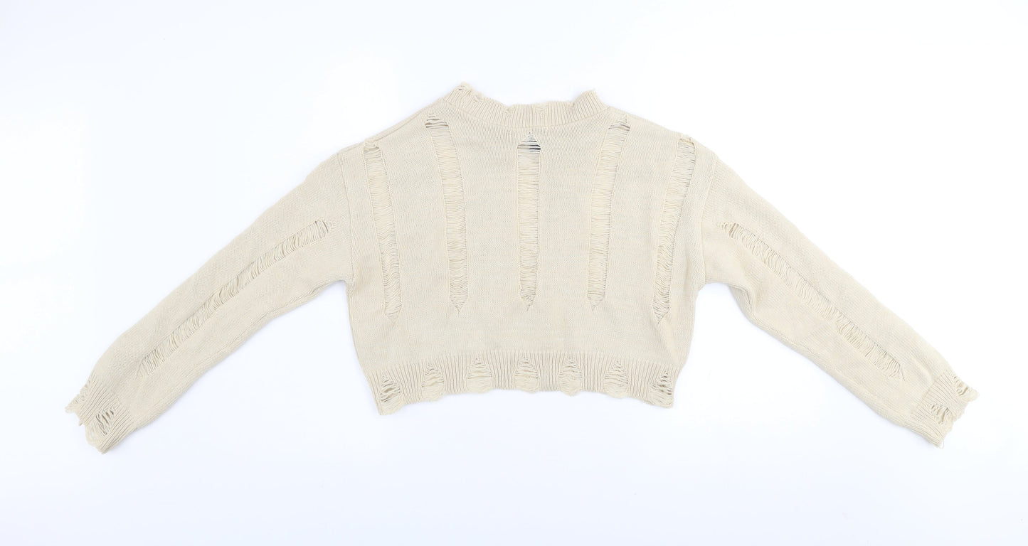 Womens UK Size M Pink Vanilla Beige Pullover Jumper