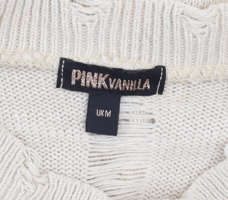Womens UK Size M Pink Vanilla Beige Pullover Jumper