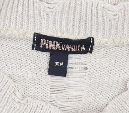 Womens UK Size M Pink Vanilla Beige Pullover Jumper