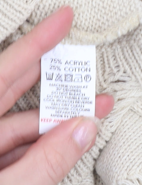 Womens UK Size M Pink Vanilla Beige Pullover Jumper